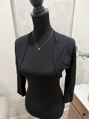 The Limited Black Cropped Barolo Cardigan